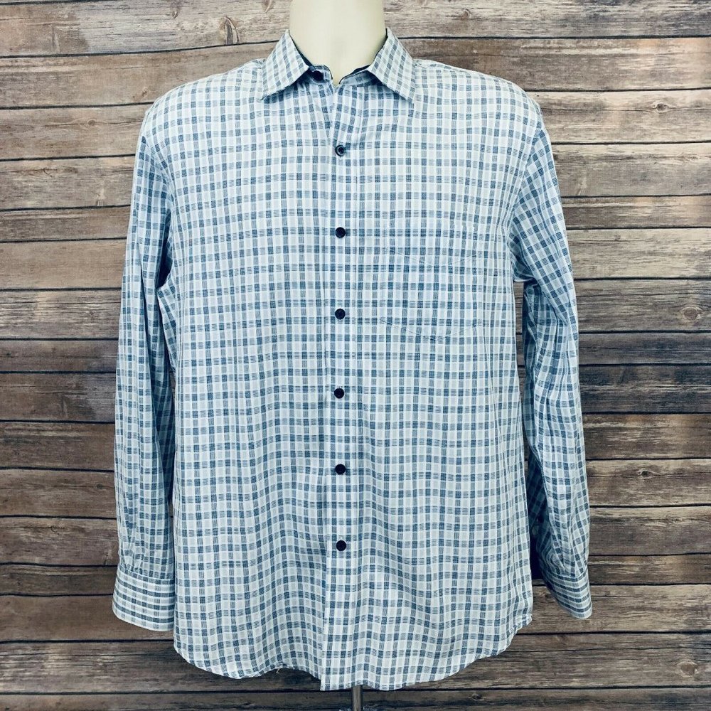 Tasso Elba Men M Blue  Long Sleeve Button Down